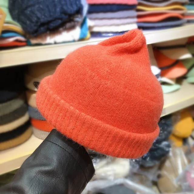 Vintage cashmere woolen melon hat Orange - Shop at LoveMi
