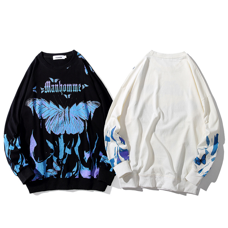 Butterfly print crew neck top