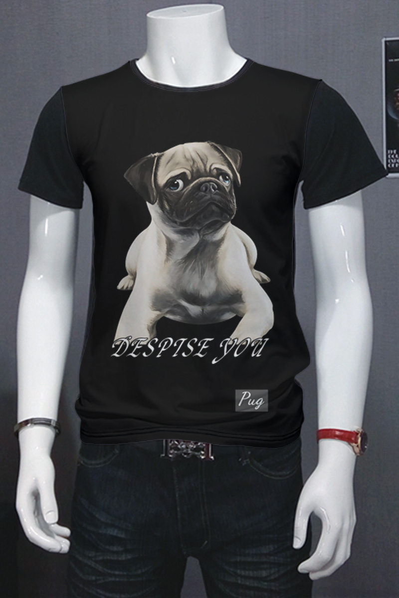 Pug dog funny pattern short sleeve t-shirt