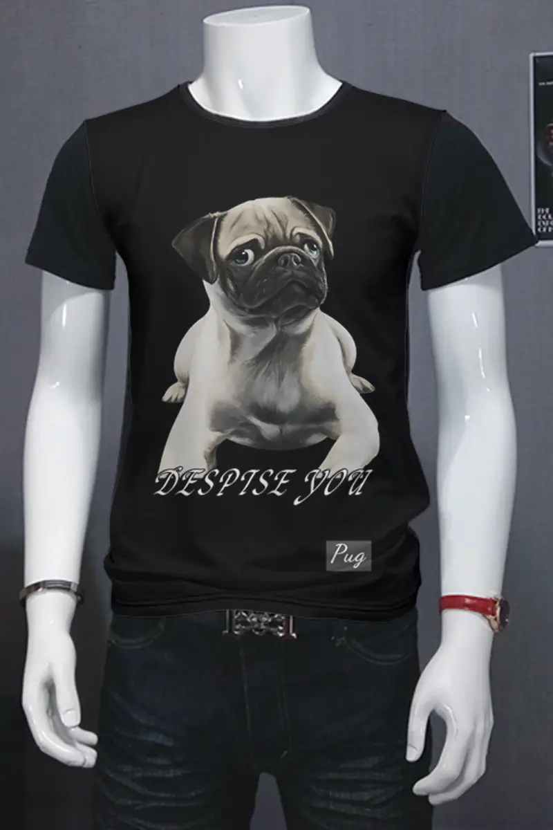 Pug dog funny pattern short sleeve t-shirt