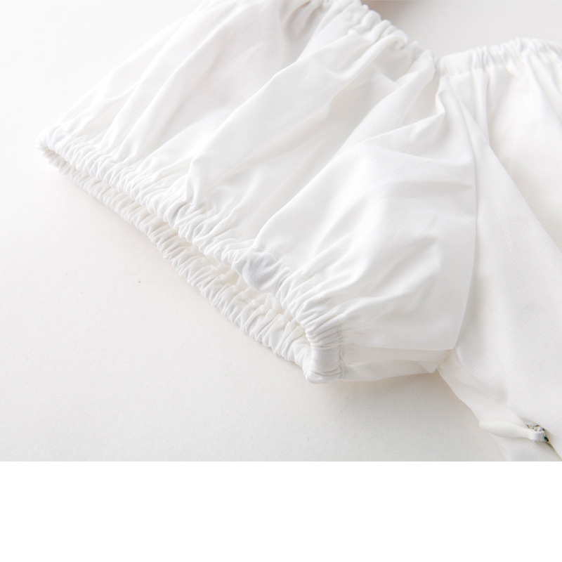 One word collar solid color all-match short sleeve