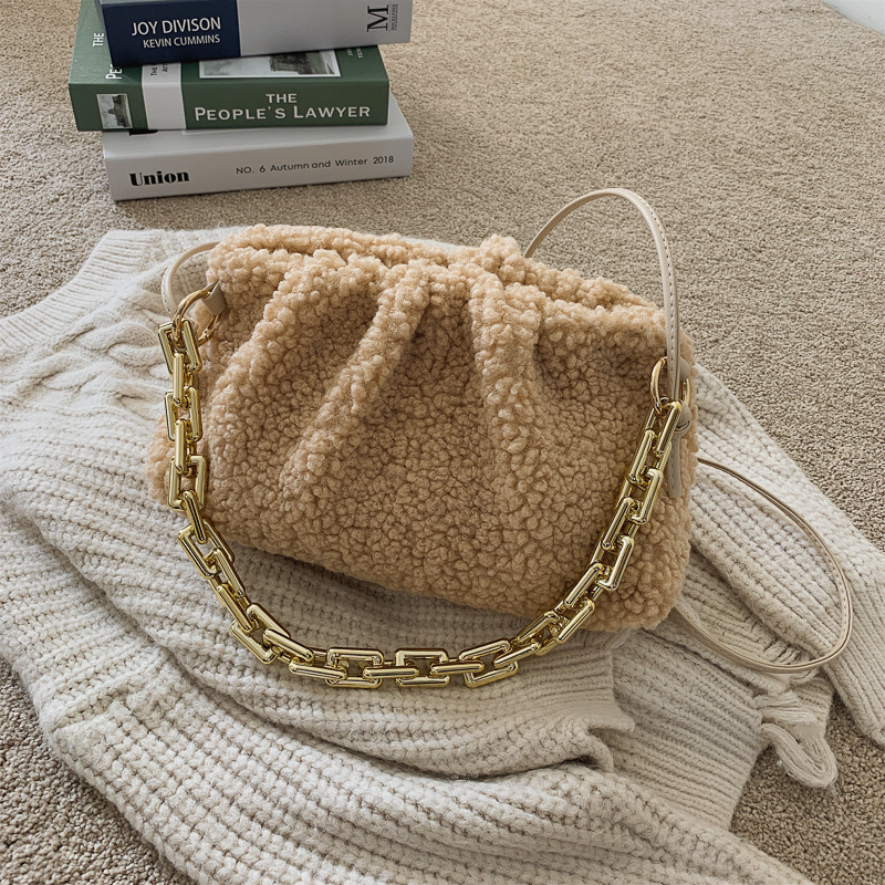 Folded in imitation of lamb hair Apricot - Shop at LoveMi