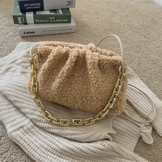 Folded in imitation of lamb hair Apricot - Shop at LoveMi