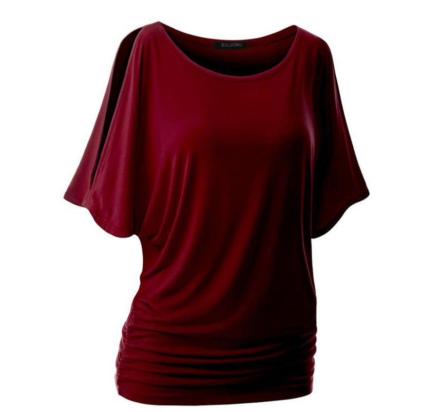 Large size solid color round neck T-shirt