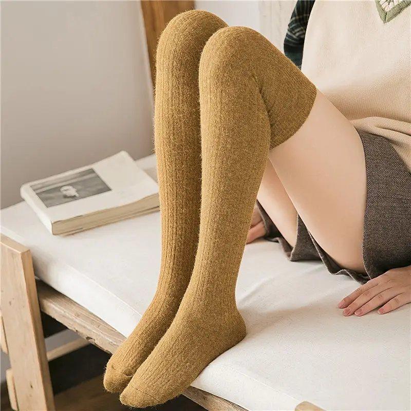 Wool plus velvet over the knee socks