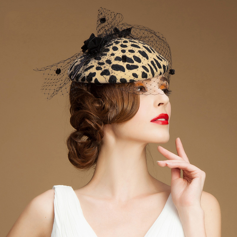 Fashion all-match leopard print woolen hat