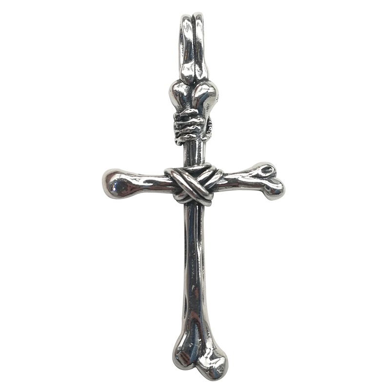Men's Skull Hand Bone Cross Pendant Necklace
