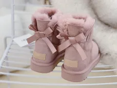 Sheepskin Snow Boots With Single Ribbon For Warmth - Pink - View 1