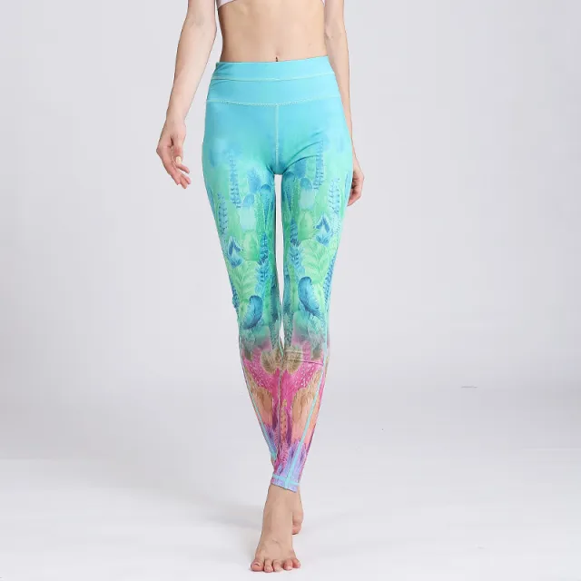 Colorful cropped yoga pants Hk Feather - Shop at LoveMi