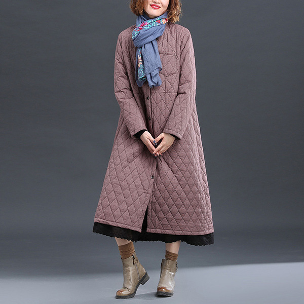 Art retro quilted thick casual jacket