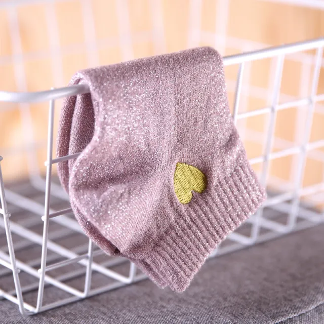 Lurex embroidered gold thread love fashion trendy socks Pink - Shop at LoveMi