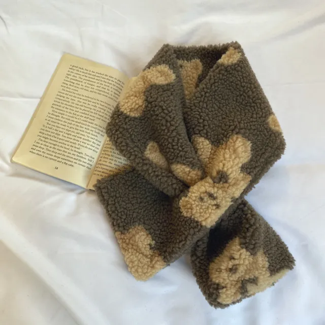 Cute Bear Scarf Warmth And Cold Plush Lamb Wool Scarf Brown - Shop at LoveMi