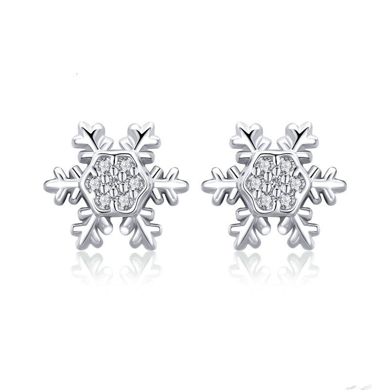 Snow S925 Platinum Plated Zircon Earrings