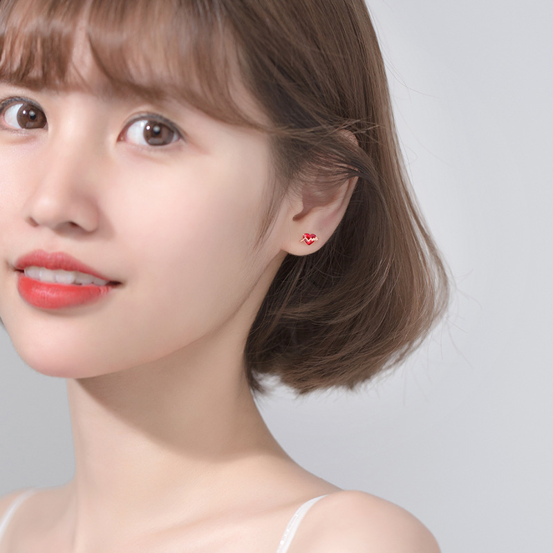 Red love ear studs
