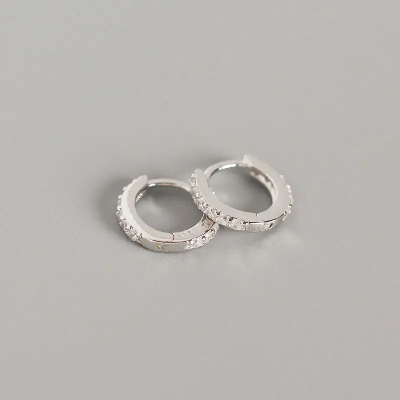 S925 Sterling Silver Round Micro-Inlaid Zircon Personalized Trend Earrings