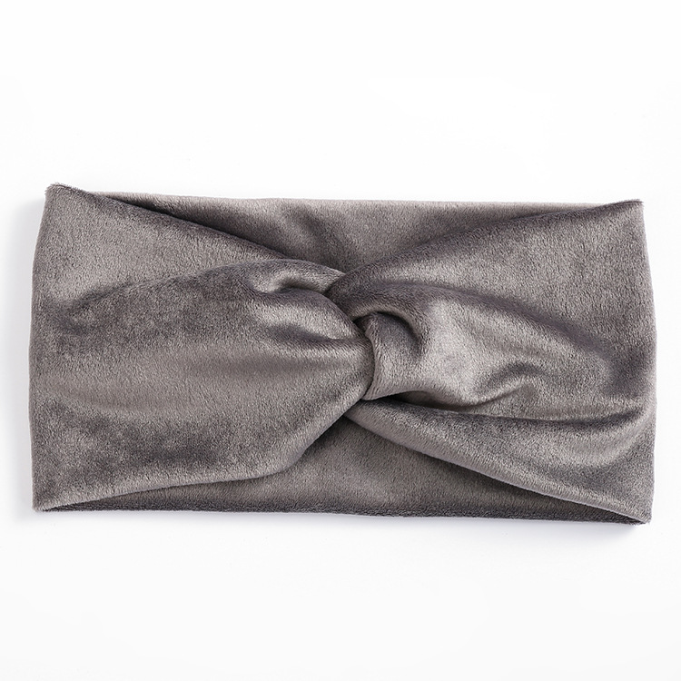 Women's wide brim cross velvet headband hair band Grey - Shop at LoveMi