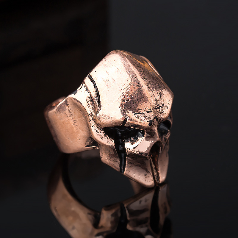 Warrior mask ring helmet skull ring