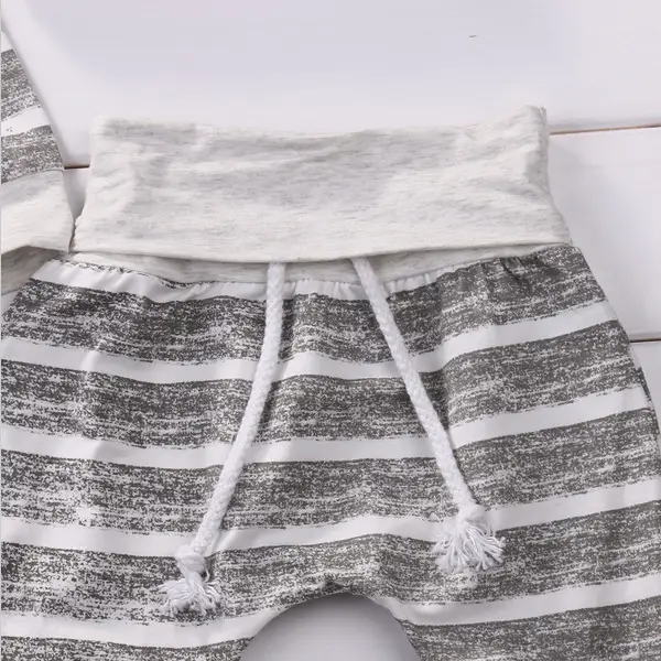 Striped Button Decoration Long-sleeved Children's Suit