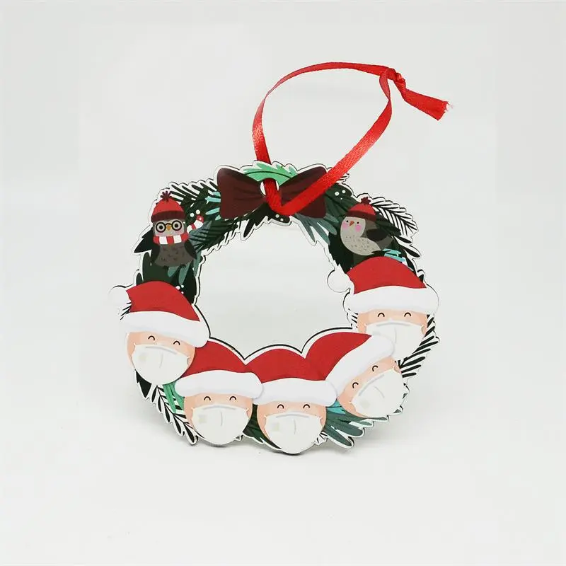 Christmas tree wooden snowman hanging piece - Five People