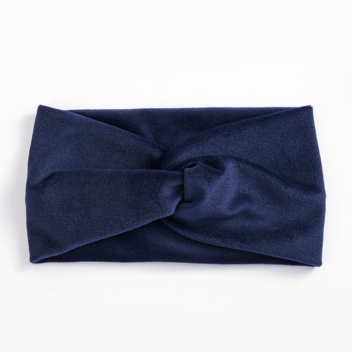 Women's wide brim cross velvet headband hair band Navy Blue - Shop at LoveMi