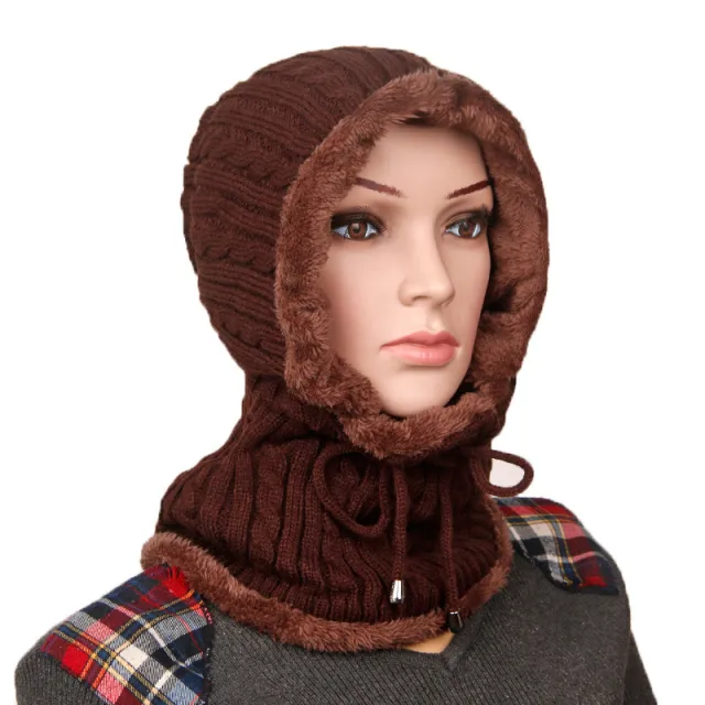 Ladies plus fleece winter ear protection wool hat Brown - Shop at LoveMi