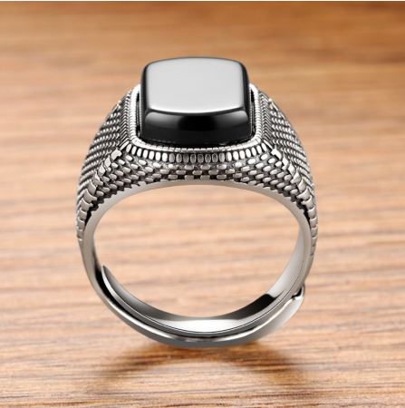 S925 sterling silver jewelry bracelet dazzle black agate ring