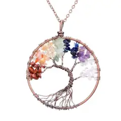 Chakra Tree Of Life Pendant Necklace Copper Crystal - 7 Chakra - View 1