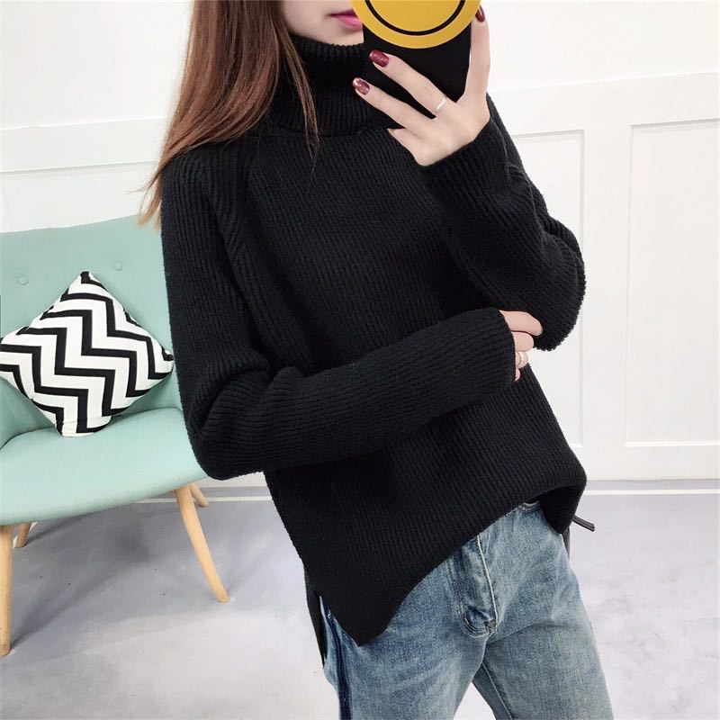 Front short back long lapel sweater