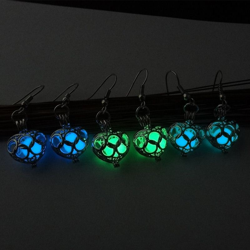 European and American peach heart five ring earrings