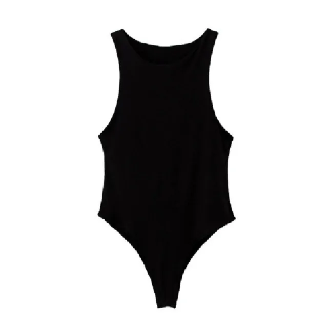 Monochrome Sexy One shoulder Sleeveless Bodysuit Black - Shop at LoveMi