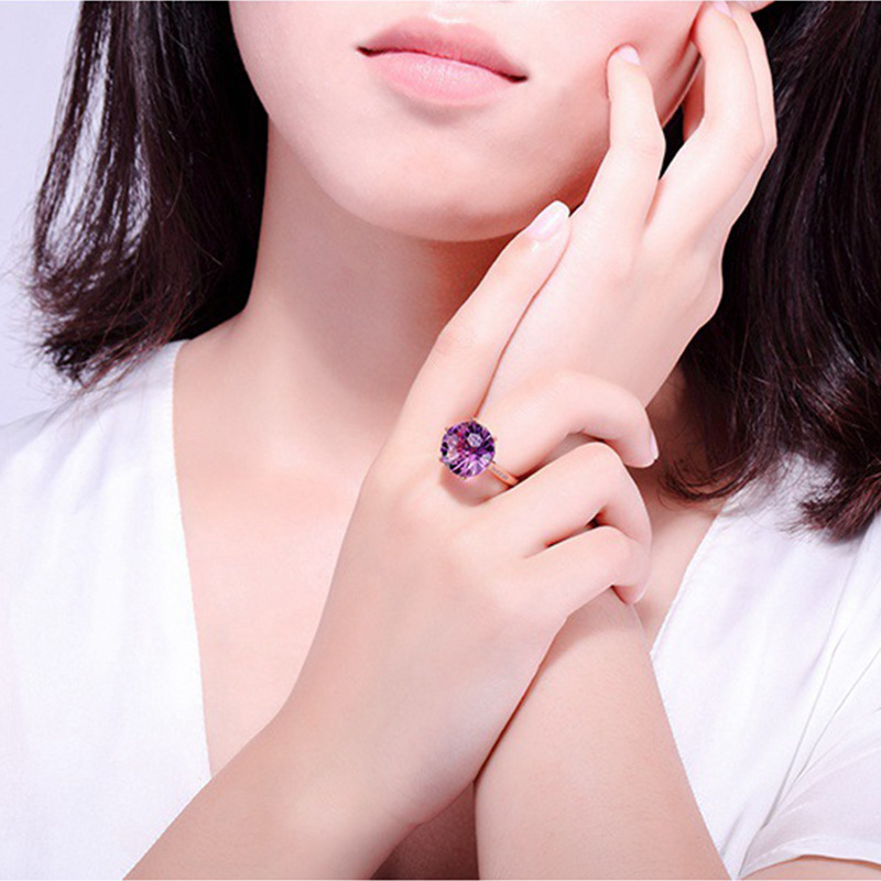Turtle Face Six-Claw Amethyst Ring