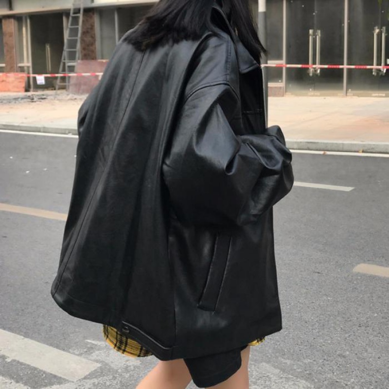 Harajuku couple motorcycle leather jacket