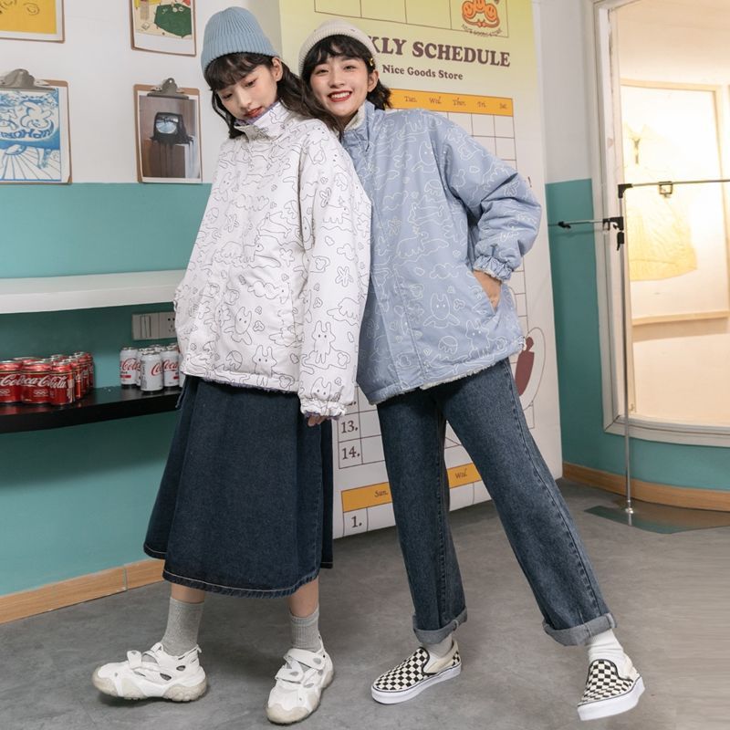 College Style Plus Velvet Double-sided Wool-like Wool Coat