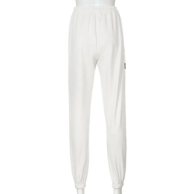 High-waisted, Loose-fitting, Thin-footed Harem Trousers - White
