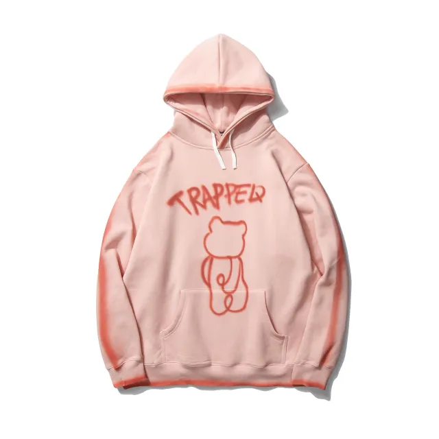 Hand drawn bear doodle hoodie Pink - Shop at LoveMi