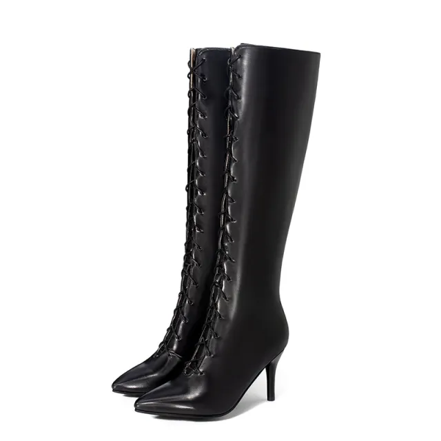 Stiletto high heel pointed high boots Black - Shop at LoveMi