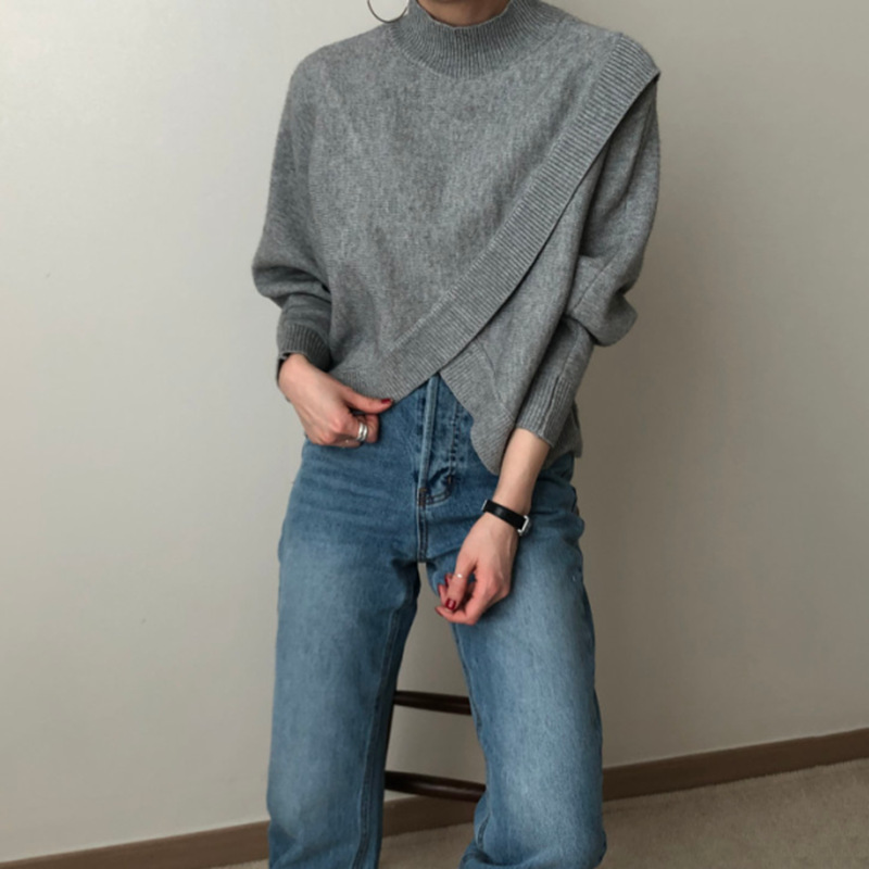 Crossed irregular loose sweater