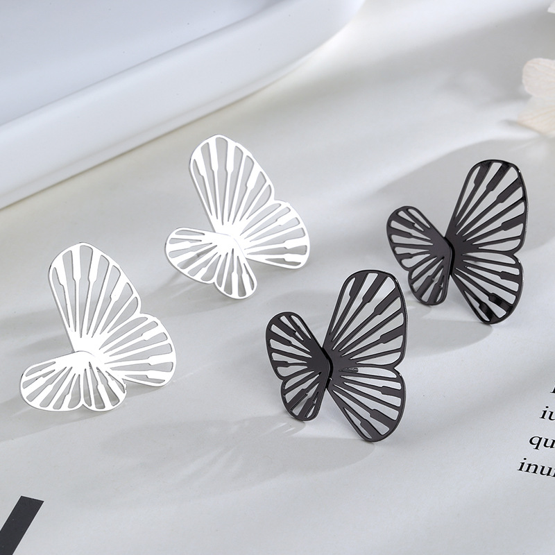 Temperament Literary Forest Exaggerated Hollow Butterfly Earrings