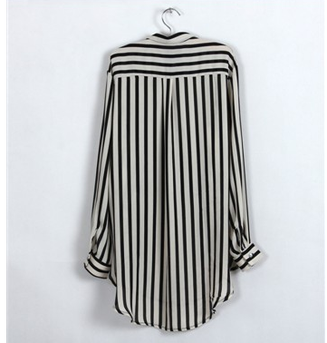 New European and American style fashion za striped loose double pocket shirt shirt shirt