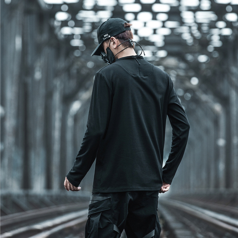 Autumn national tide dark functional wind sweater
