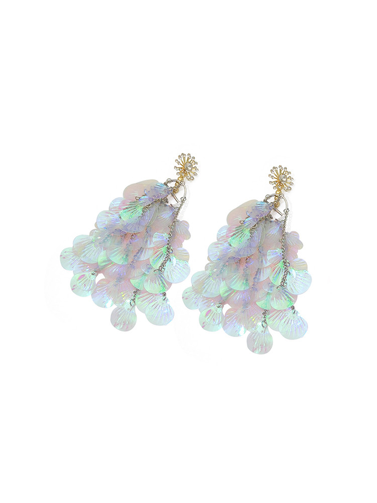 Imitation shell tassel earrings women