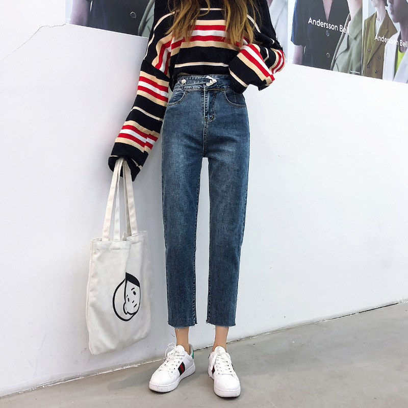 Straight loose high waist slim pants