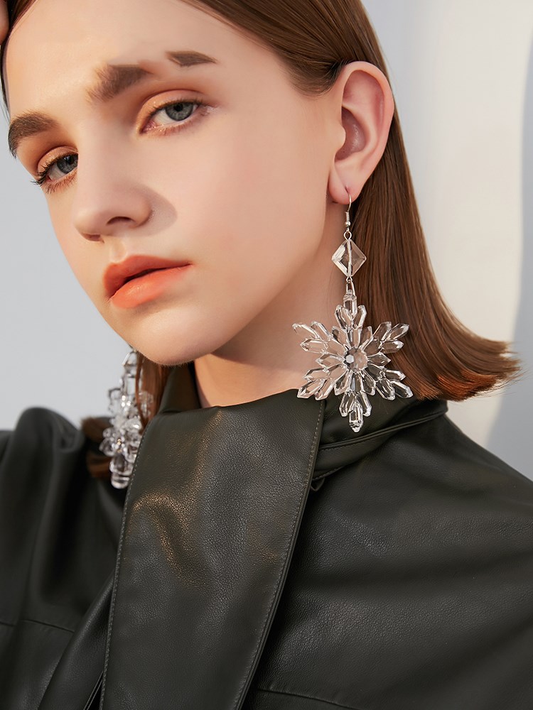 Long ice flower earrings