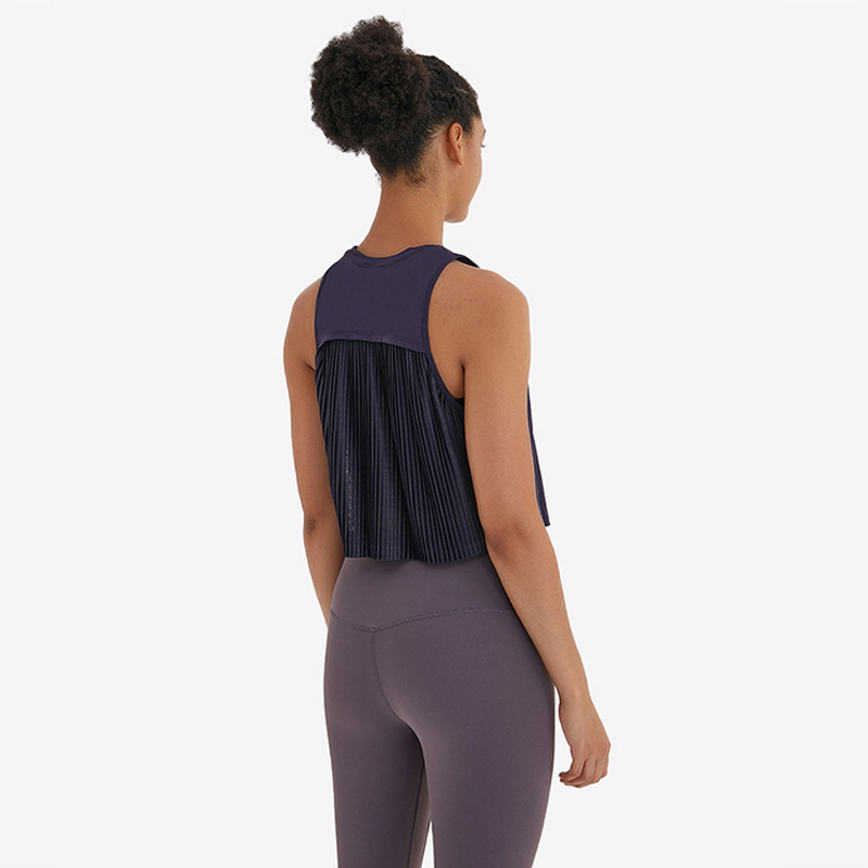 Pleated sleeveless vest sports blouse