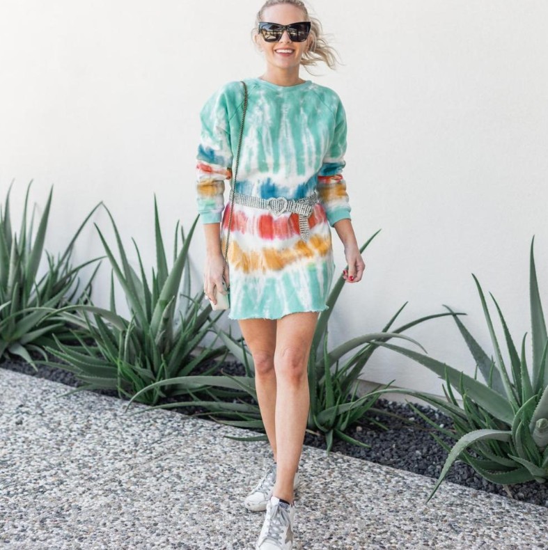  autumn tie-dye gradient long sleeve sweater dress 1201b