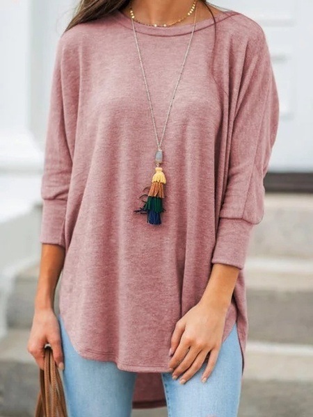 A plain shirt with an irregular hem