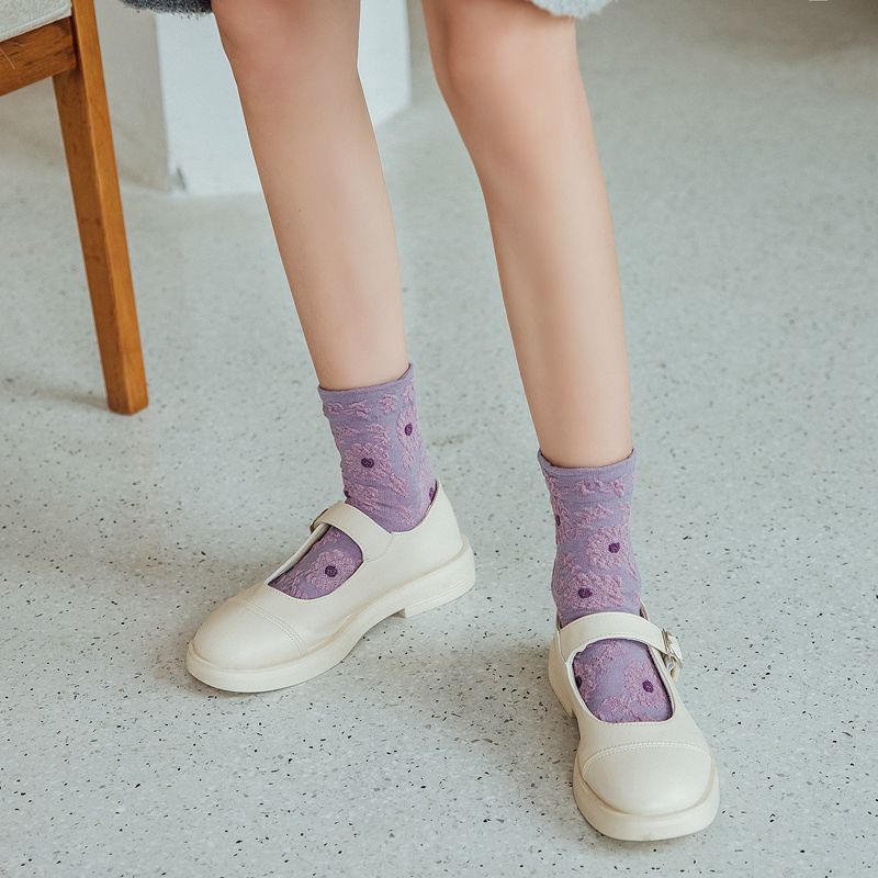 Ladies in tube socks retro small flower tube pile pile socks