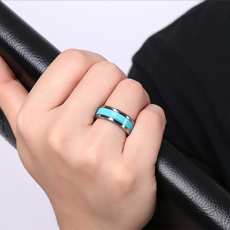 Turquoise tungsten steel ring — foto 7