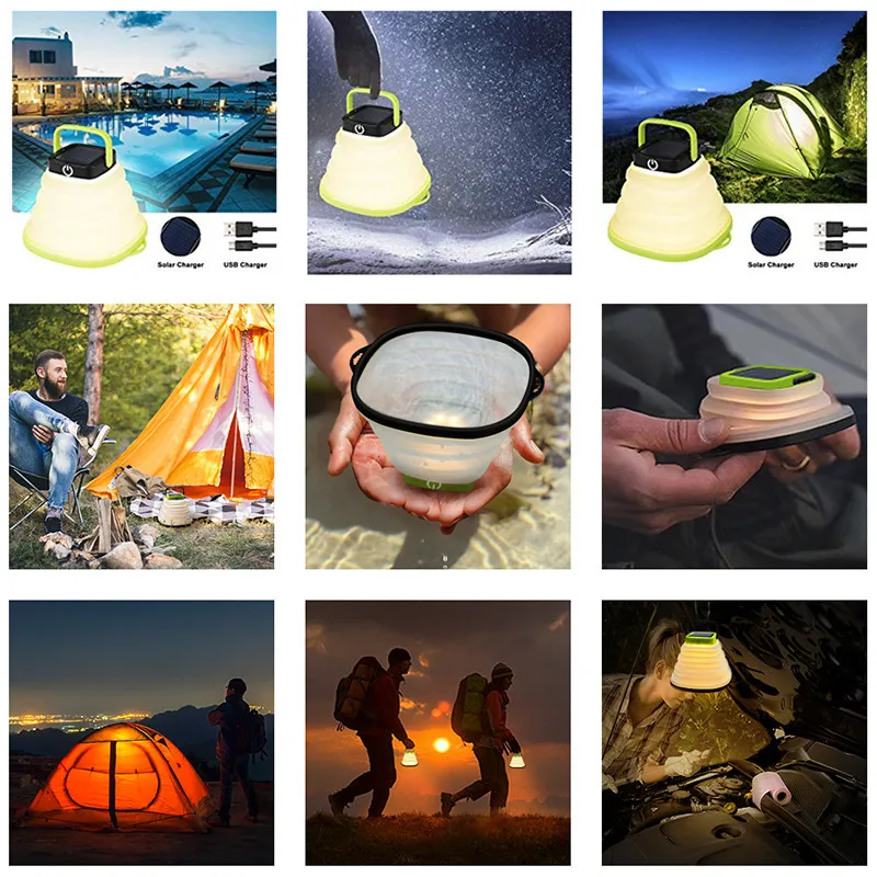 Collapsible Camping Light IP68 Waterproof Solar Foldable Lantern Solar Tent Lighting USB Rechargeable Outdoor Night Tools – image 10