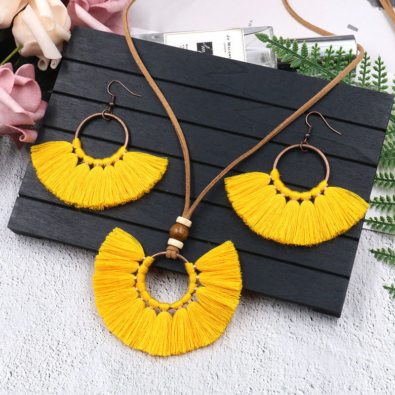 Fringed Necklace Earring Set
